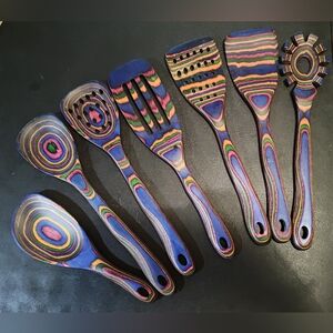 Colorful Wooden Kitchen Utensils Set